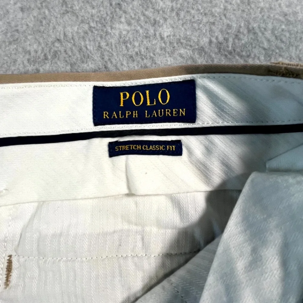 Polo Ralph Lauren Shorts‎ Mens 32 Beige Cotton Stretch Classic Fit Flat Front